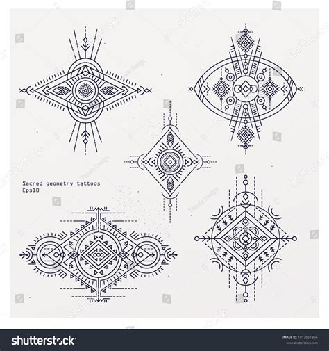 Sacred Geometry Tattoo Set Alchemy Designs Stock Vector (Royalty Free) 1013651866 | Shutterstock