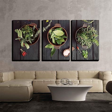 Wall26 3 Piece Canvas Wall Art - Mediterranean Herbs and Ingredients ...