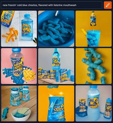 new freezin' cold blue cheetos, flavored with listerine mouthwash : r/weirddalle