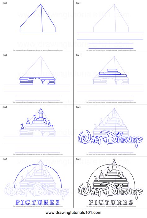 How to Draw Walt Disney Logo Printable Drawing Sheet by ...