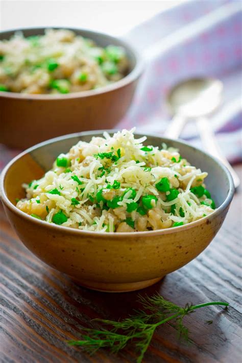 cheddar brown rice risotto with peas - Healthy Seasonal Recipes