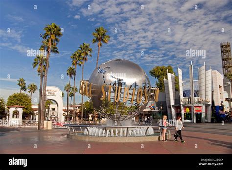 Universal Globe at the entrance to Universal Studios Hollywood, Universal City, Los Angeles ...