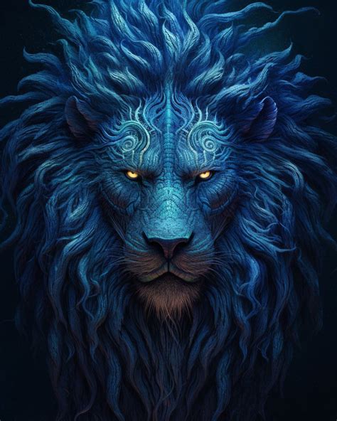 Blue Lion | Lion art, Beautiful art pictures, Animal paintings acrylic