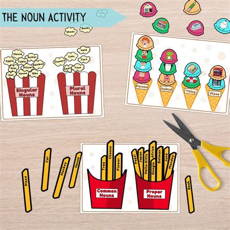 Noun Kids Activities Grammar Game Activity Matching and - Etsy