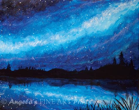 Galaxy Night Sky Painting Print 5x7 or 8x10 - Etsy.de