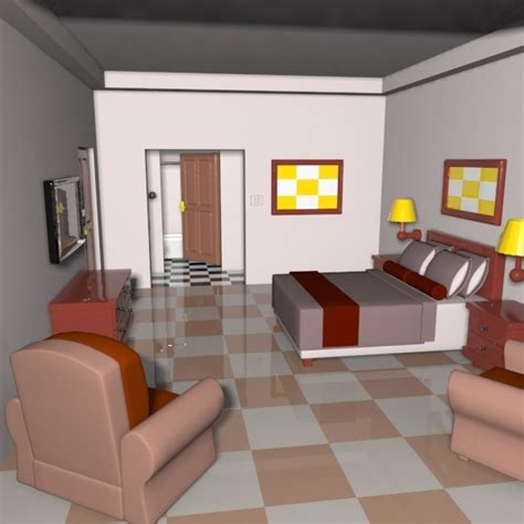 cartoon hotel room 3d 3ds