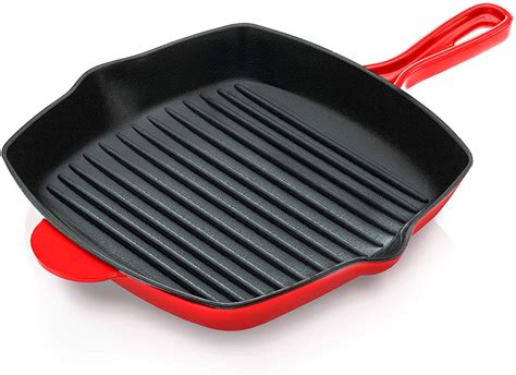 NutriChef Heat-Safe Nonstick Cast Iron Grill Pan, 11-Inch