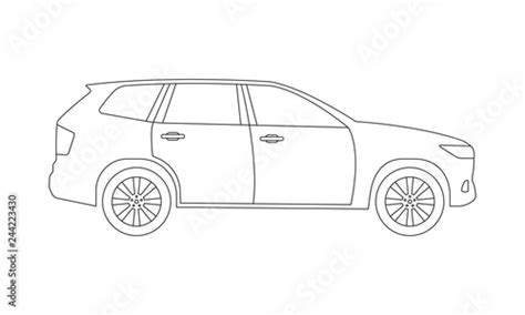 SUV car outline icon. Side view. Crossover utility vehicle silhouette. Vector illustration ...