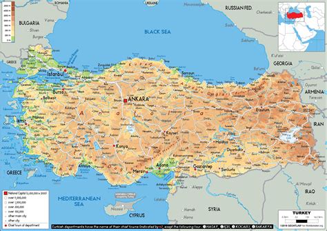 Large size Physical Map of Turkey - Worldometer