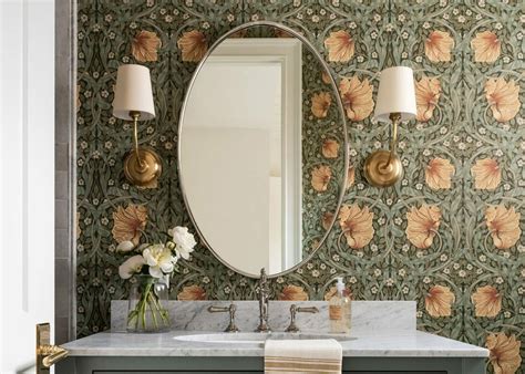 Before & After: Floral Wallpaper Bathroom Design - Decorilla Online Interior Design