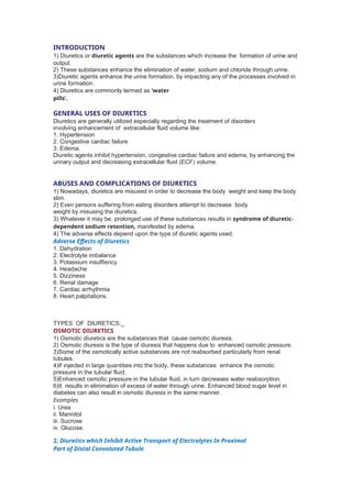 PPT Diuresis.doc, Diuretic agents, water pills, hypertension, CHF, Edema, | PDF