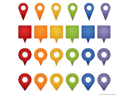 Map Markers Set - Multicolor Icon | Free Vector Maps