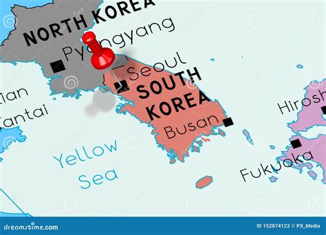 South Korea, Seoul - Capital City, Pinned On Political Map Royalty-Free Illustration ...