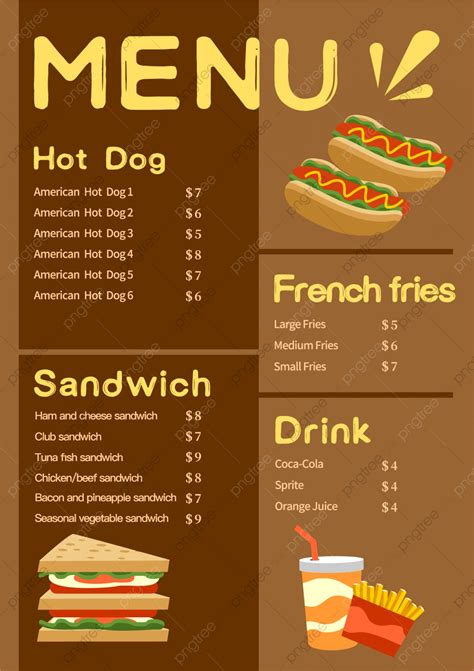 Clip Art Style Delicious Fast Food Menu Template Download on Pngtree