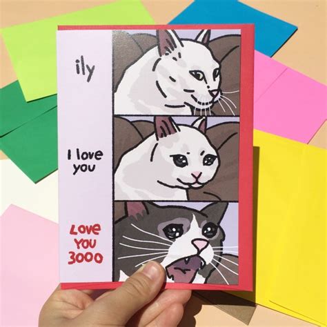 I Love You 3000 Sad Cat Meme Card Screaming Cat Crying Cat - Etsy