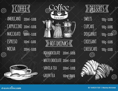 Menu Coffee On Chalkboard Cartoon Vector | CartoonDealer.com #54730263