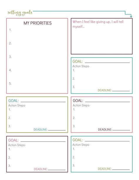 Free Printable Goal Setting Worksheet Pdf - Printable Form, Templates and Letter