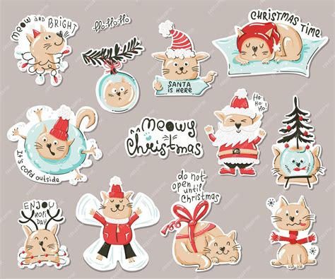 Premium Vector | Set of stickers with funny cats.