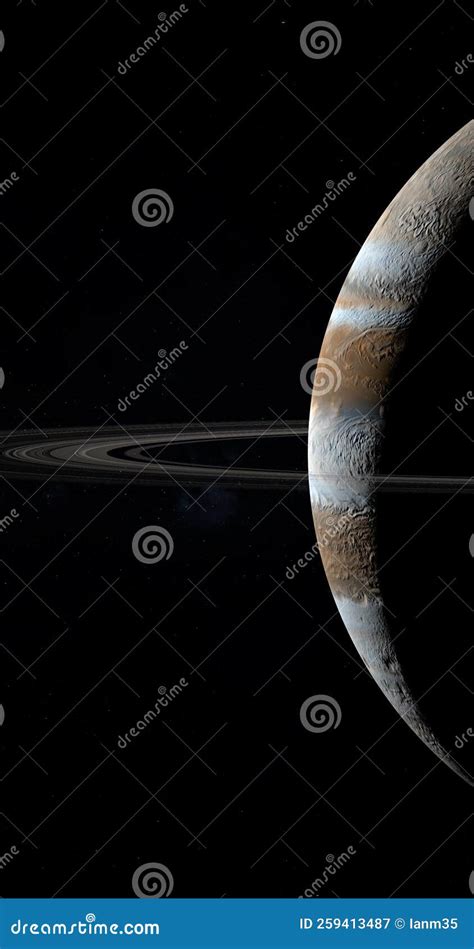 Jupiter Planet with Her Rings in Rotation in the Outer Space. 3d Render ...