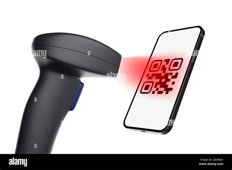 Scanning qr code from the phone screen with a scanner - the concept of scanning a loyalty card ...