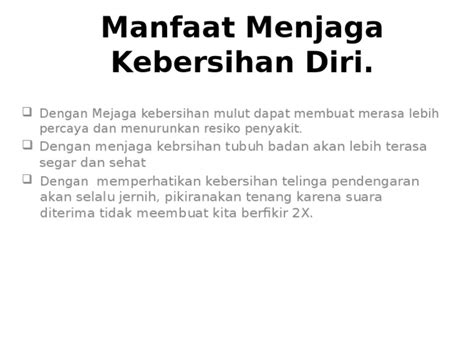 Manfaat Menjaga Kebersihan Diri | PDF