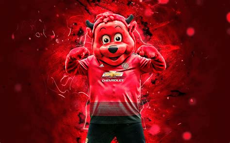 Download wallpapers Fred the Red, mascot, Red Devil, Manchester United FC, abstract art, Premier ...