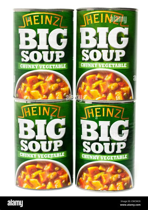 Four cans of Heinz Big Soup Stock Photo - Alamy