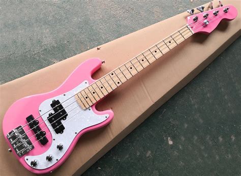 Wholesale Custom 4 Strings Pink Children Electric Bass Guitar with White Pearl Pickguard ...