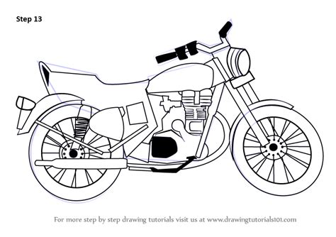 How to Draw a Motorcycle (Two Wheelers) Step by Step | DrawingTutorials101.com