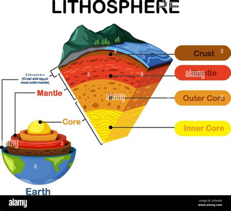 Diagram showing layers of the Earth lithosphere illustration Stock Vector Image & Art - Alamy