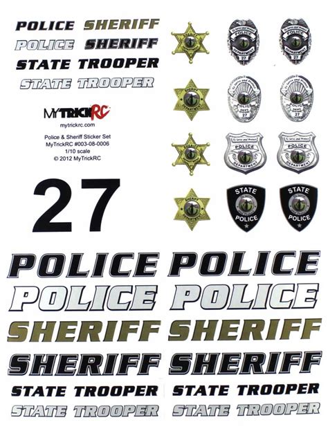 MYK-ST3 POLICE & SHERIFF DECAL SET - My Tobbies - Toys & Hobbies