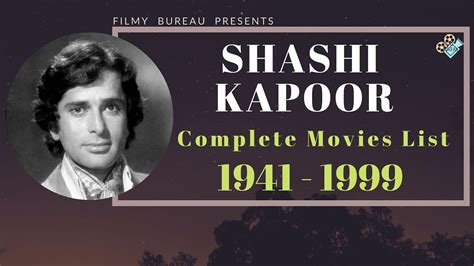 Shashi Kapoor | Complete Movies List | 1941-1999 - YouTube