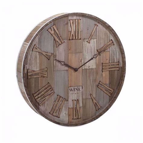 Wine Barrel Wood Wall Clock | 148-83457 | IMAX WORLDWIDE | AFW.com