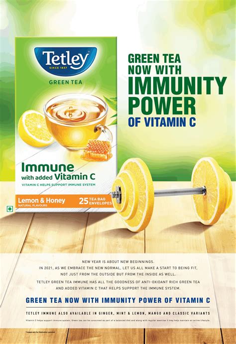 Tetley Green Tea Now With Immunity Power Of Vitamin C Ad - Advert Gallery