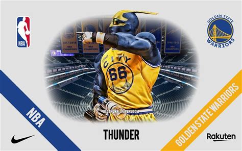 Download wallpapers Thunder, mascot, Golden State Warriors, NBA, portrait, USA, basketball ...