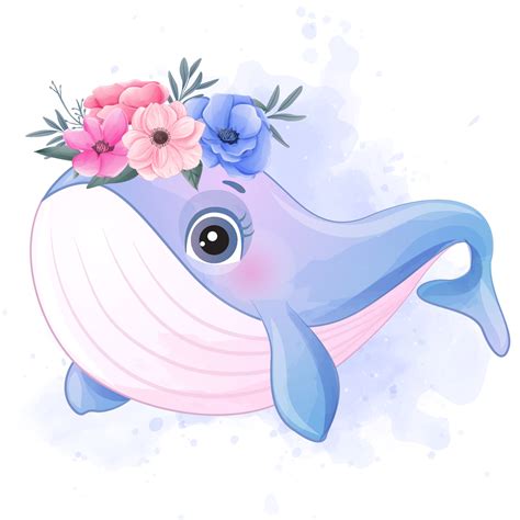 Cute little whale with watercolor illustration 2063570 Vector Art at ...