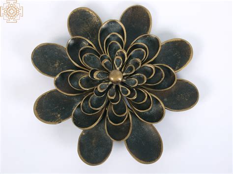 Black Dahlia Flower (Set of 5 pcs.) | Wall Hanging Brass Flower | Exotic India Art