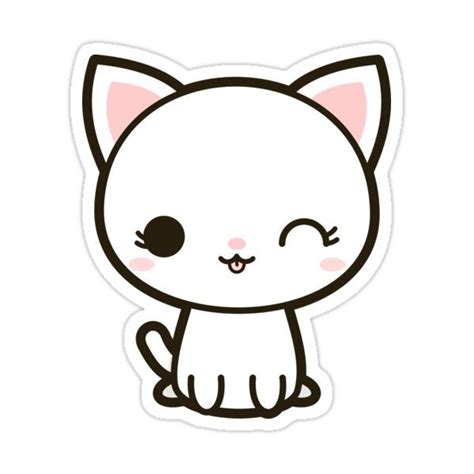 Kawaii white cat Sticker by peppermintpopuk in 2021 | Cute drawings, White cat stickers, Cute ...