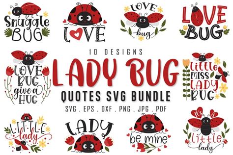 Ladybug Quotes SVG Bundle (2461503)