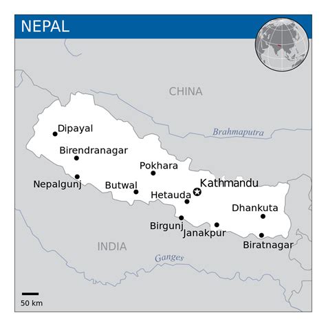 Map of Nepal with major cities | Nepal | Asia | Mapsland | Maps of the ...