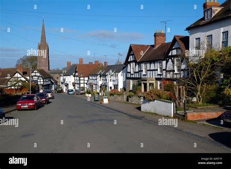 Main Road Weobley Village Herefordshire England Stock Photo - Alamy