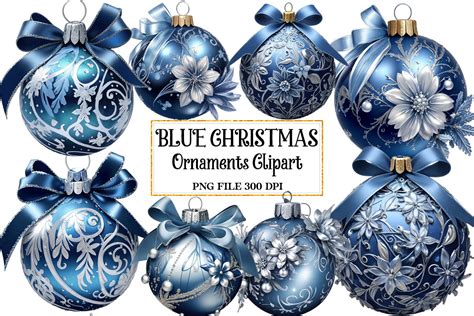 Blue Christmas Ornaments Clipart Graphic by Ak Artwork · Creative Fabrica