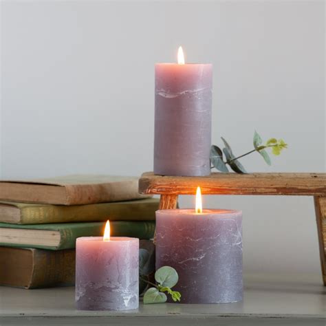 Rustic Pillar Candle Light Grey - Grand Illusions