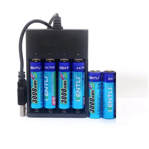 KENTLI 6pcs/lot 3000mWh AA battery 1.5V AA rechargeable battery camera battery lithium polymer ...