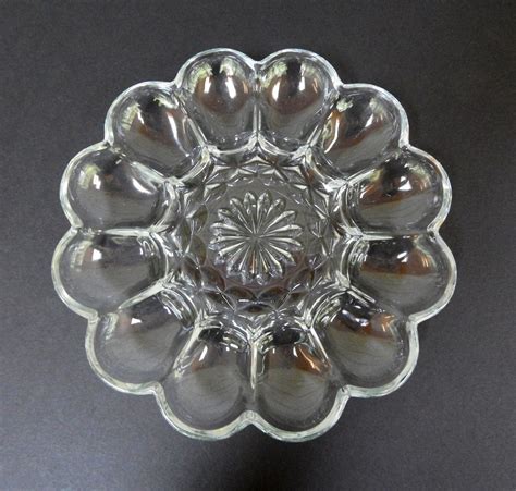 Vintage Pressed Glass Deviled Egg Plate