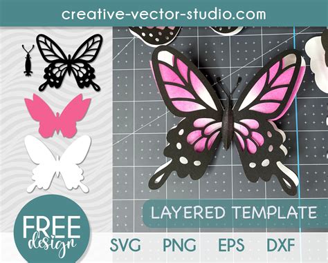 Free 3D Butterfly SVG, PNG, DXF, EPS | Creative Vector Studio