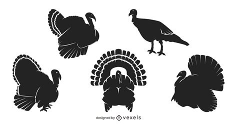 Thanksgiving Turkey Silhouette Set Vector Download