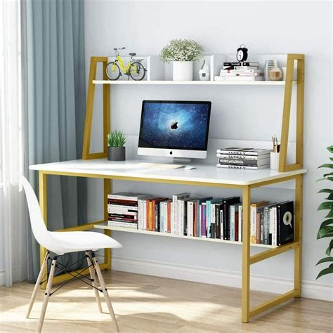 Tribesigns Computer Desk with Hutch and Bookshelf, 47 Inches Home ...