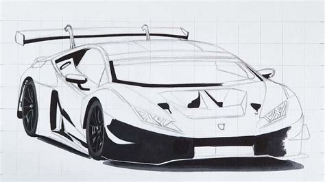 How to Draw a Lamborghini Race Car | Step-by-Step Car Drawing Tutorial