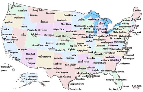 Clean And Large Map of the United States Capital and Cities | WhatsAnswer | Us map with cities ...